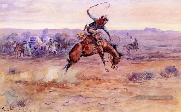 bucking Bronco 1899 Charles Marion Russell Peinture à l'huile